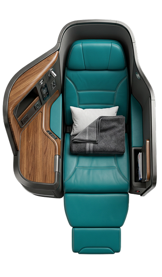 Business class cabin seat, top view